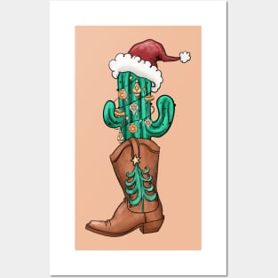 Cowboy boots, Christmas hat, Western Christmas, Howdy Christmas Posters and Art